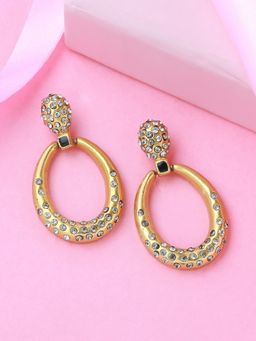 Estele - Gold Plated Circular Designer Drop Earrings for Women
